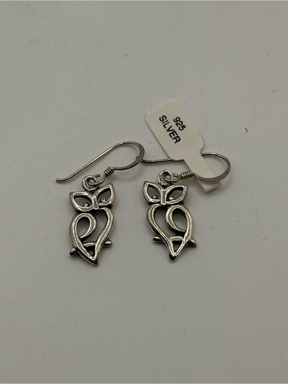 Sterling Silver Owl Drop Earrings - 925 Silver